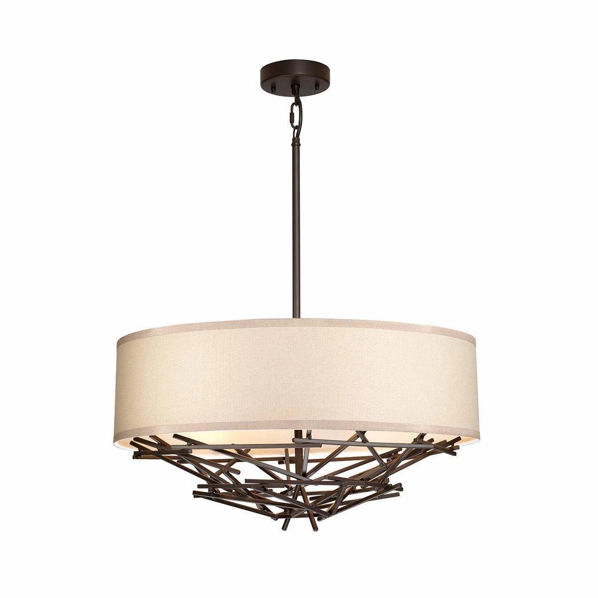 Elstead Taiko 4 Light Bronze Ceiling Pendant - Cream Shade modern ceiling lamp