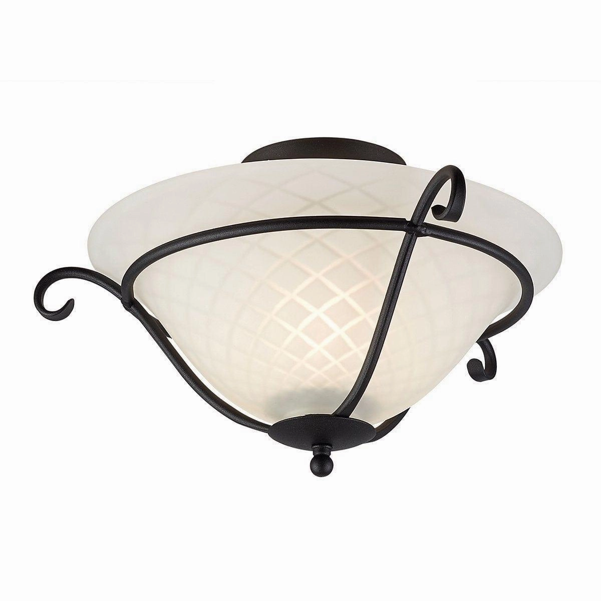 Elstead Torchiere Black Flush Ceiling Light - Opal Glass simple ceiling design light