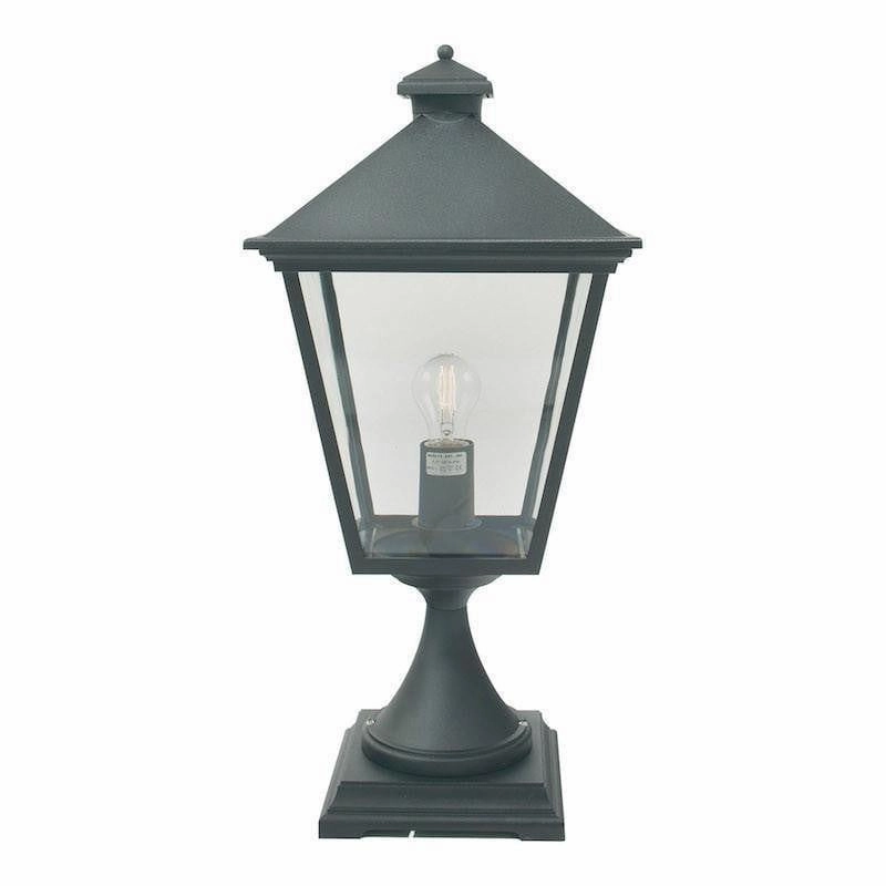 Elstead Turin Black Outdoor Pedestal Lantern indoor ambient light