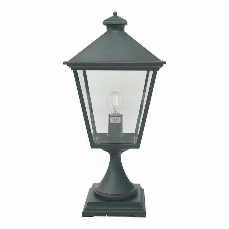 Elstead Turin Grande Black Outdoor Pedestal Lantern indoor ambient light