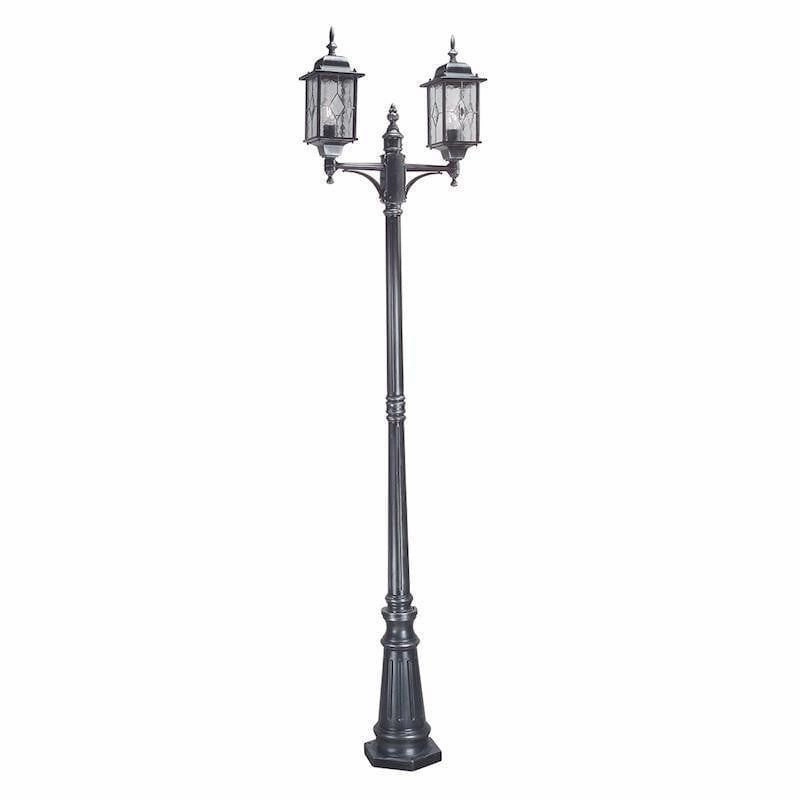 Elstead Wexford Black/Silver Outdoor Twin Arm Lamp Post outdoor wall lamp
