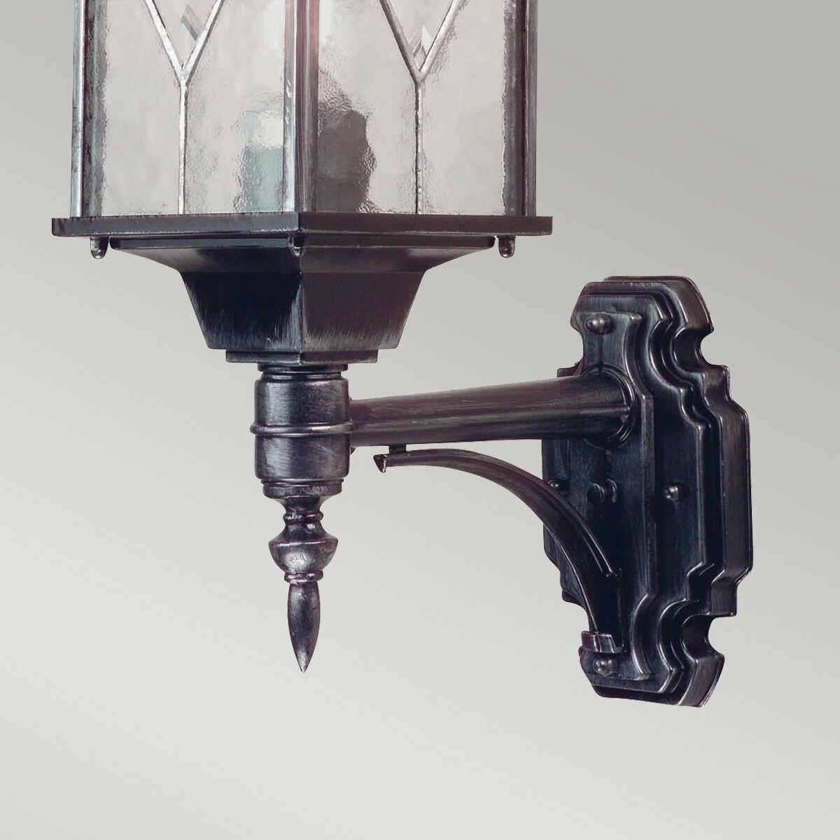 Elstead Wexford Black/Silver Outdoor Uplighter Wall Light