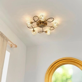 Endon Aherne 5 Light Antique Brass Semi Flush Ceiling Light simple ceiling design light