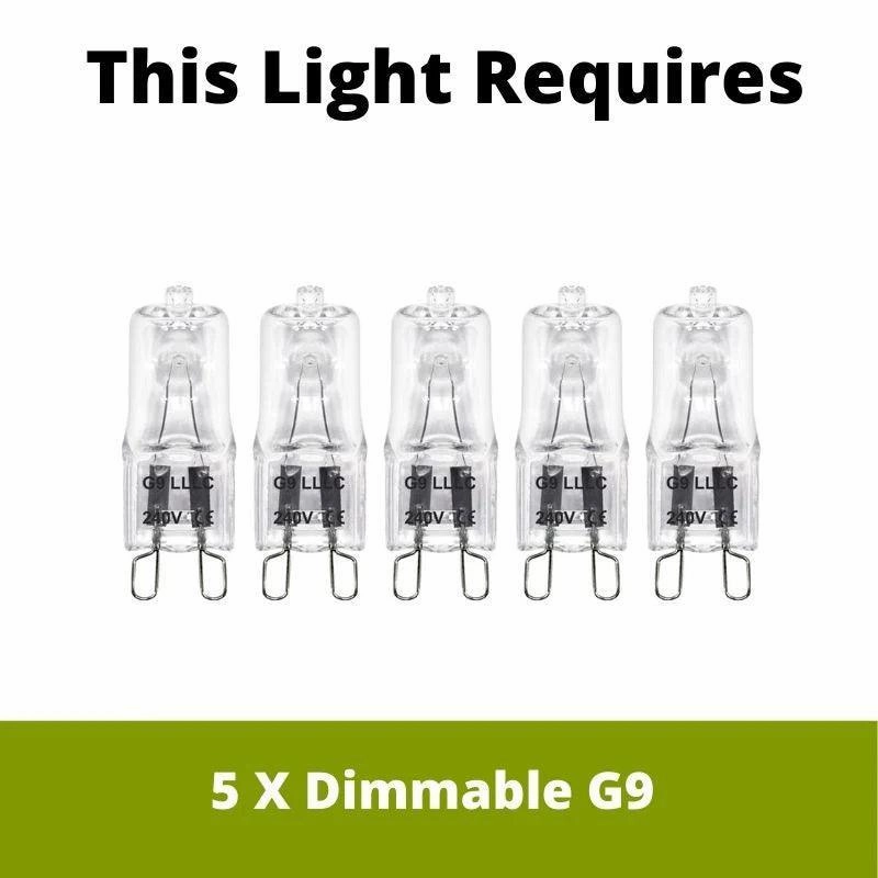 Endon Aherne 5 Light Antique Brass Semi Flush Ceiling Light