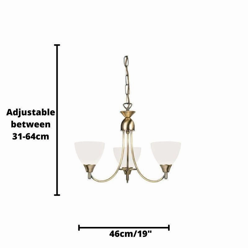 Endon Alton 3 Arm Antique Brass Pendant Ceiling Light