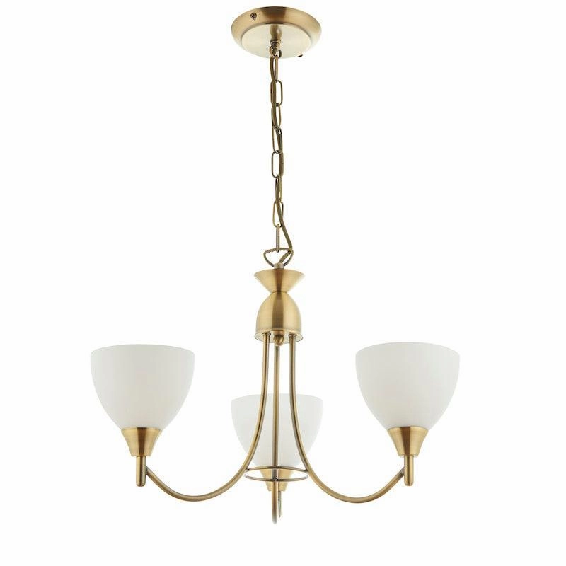 Endon Alton 3 Arm Antique Brass Pendant Ceiling Light