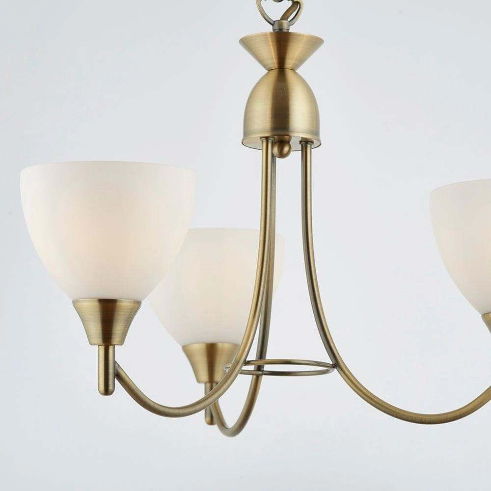 Endon Alton 3 Arm Antique Brass Pendant Ceiling Light
