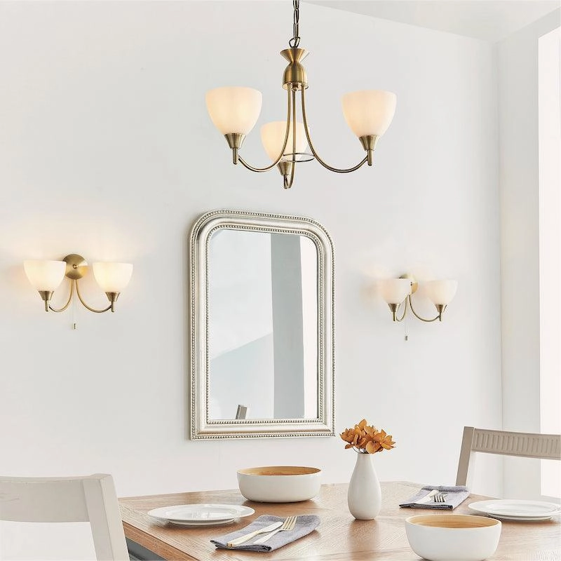 Endon Alton 3 Arm Antique Brass Pendant Ceiling Light