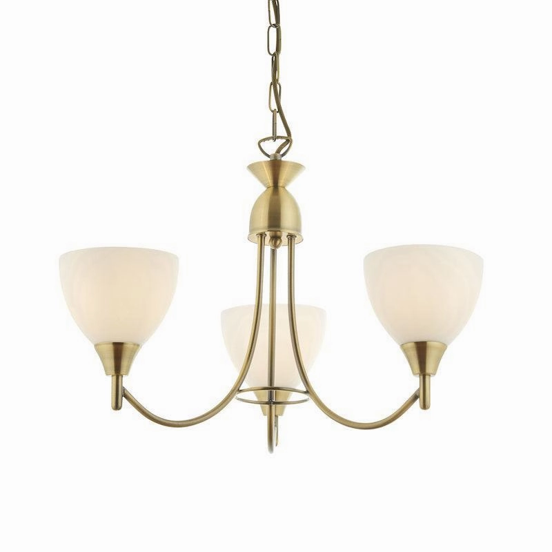 Endon Alton 3 Arm Antique Brass Pendant Ceiling Light