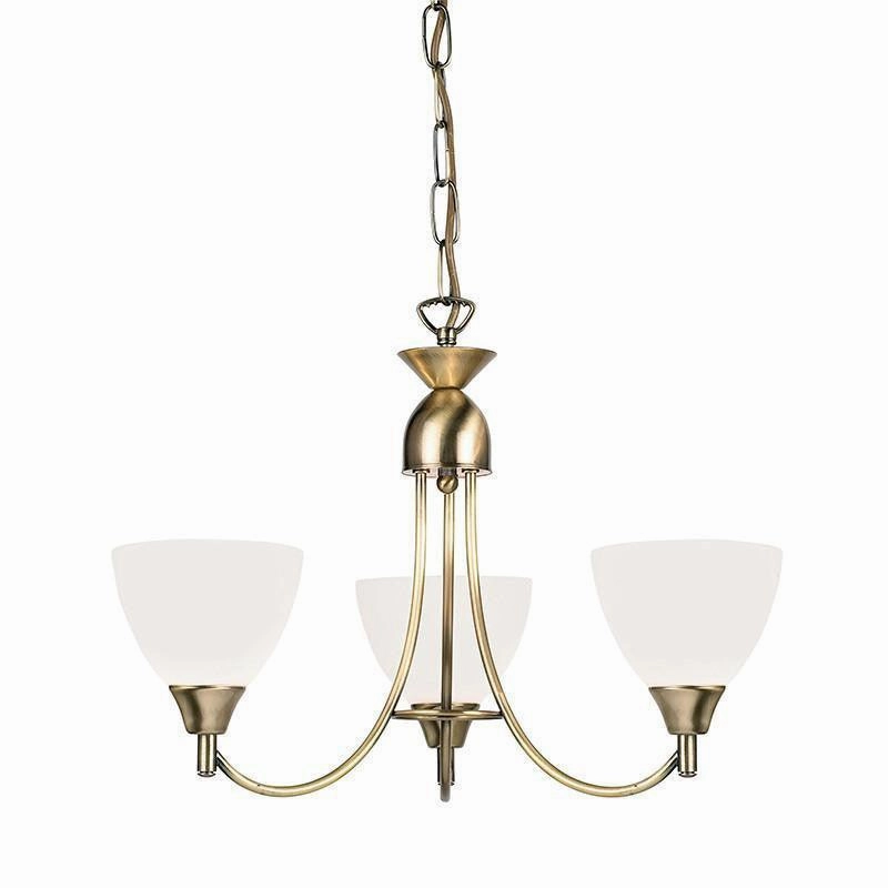 Endon Alton 3 Arm Antique Brass Pendant Ceiling Light