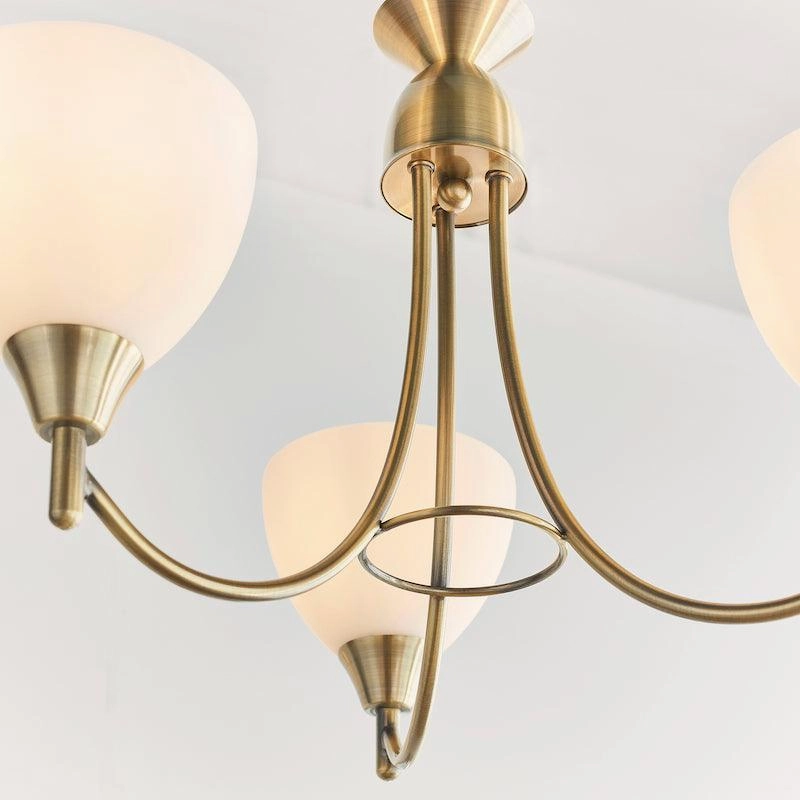 Endon Alton 3 Arm Antique Brass Pendant Ceiling Light
