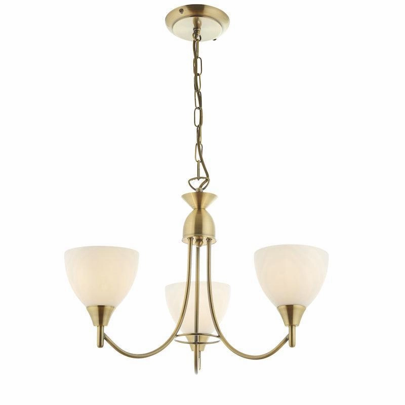 Endon Alton 3 Arm Antique Brass Pendant Ceiling Light