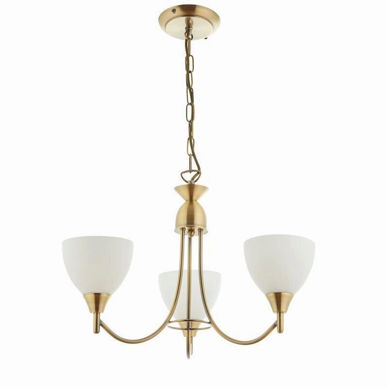 Endon Alton 3 Arm Antique Brass Pendant Ceiling Light