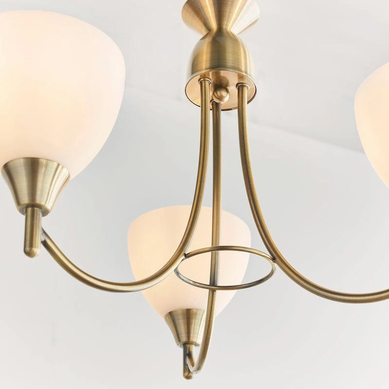 Endon Alton 3 Arm Antique Brass Pendant Ceiling Light