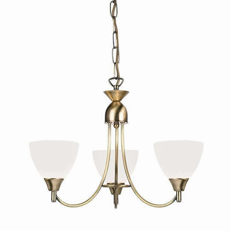 Endon Alton 3 Arm Antique Brass Pendant Ceiling Light