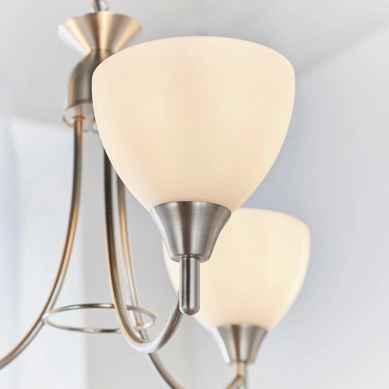 Endon Alton 3 Arm Satin Chrome Semi Flush Ceiling Light