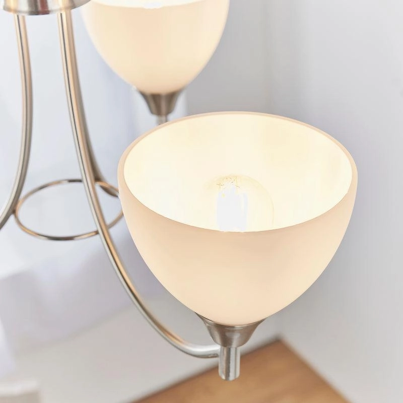 Endon Alton 3 Arm Satin Chrome Semi Flush Ceiling Light