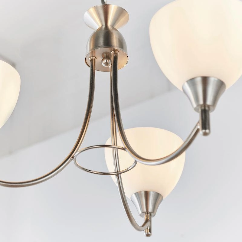 Endon Alton 3 Arm Satin Chrome Semi Flush Ceiling Light