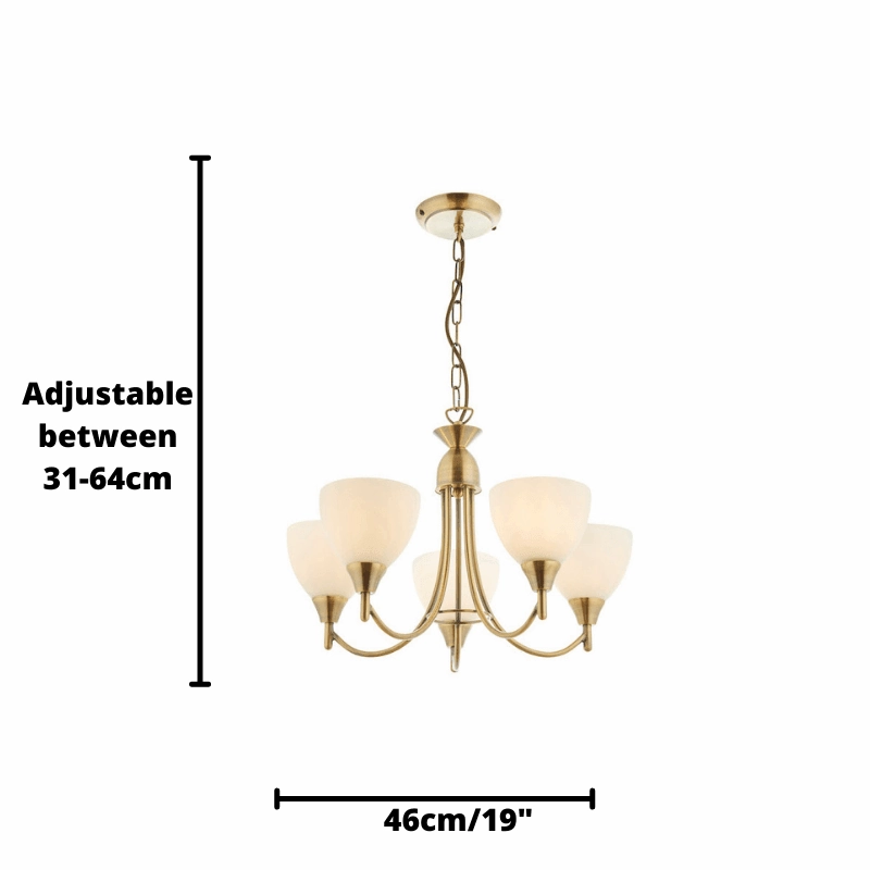 Endon Alton 5 Arm Antique Brass Finish Ceiling Pendant