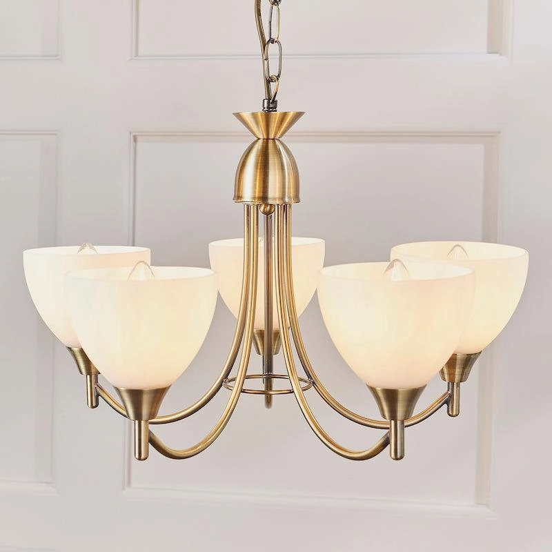 Endon Alton 5 Arm Antique Brass Finish Ceiling Pendant