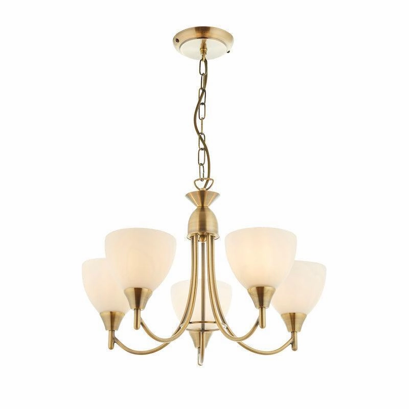 Endon Alton 5 Arm Antique Brass Finish Ceiling Pendant