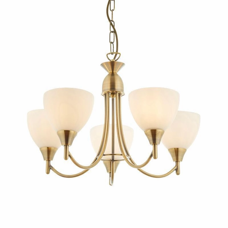 Endon Alton 5 Arm Antique Brass Finish Ceiling Pendant