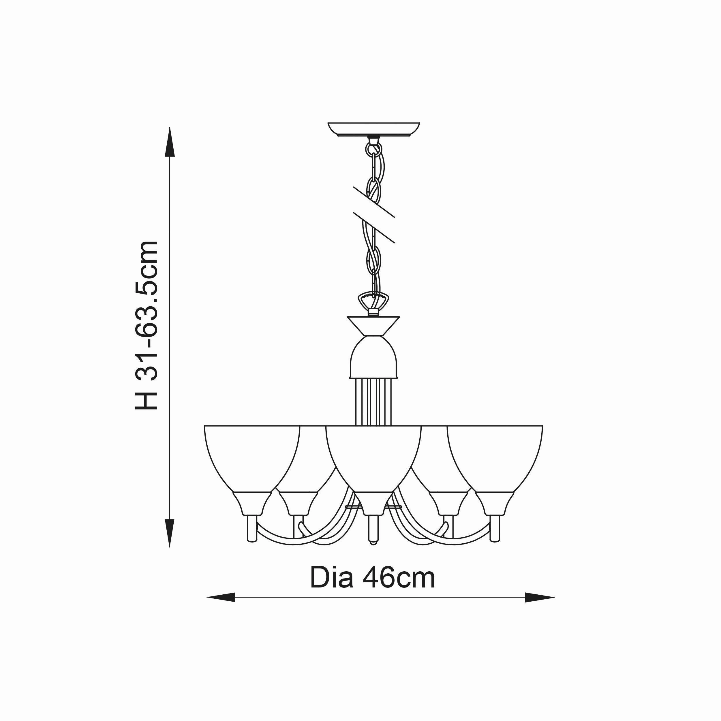 Endon Alton 5 Arm Antique Brass Finish Ceiling Pendant