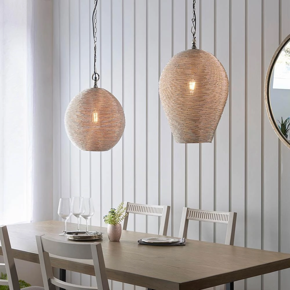 Endon Asha 1 Light Polished Nickel Ceiling Pendant
