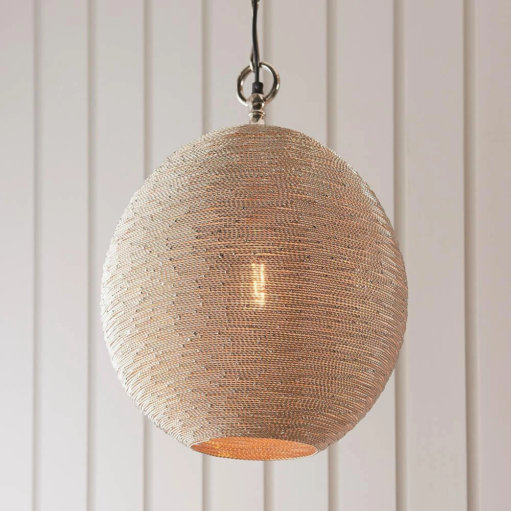 Endon Asha 1 Light Polished Nickel Ceiling Pendant