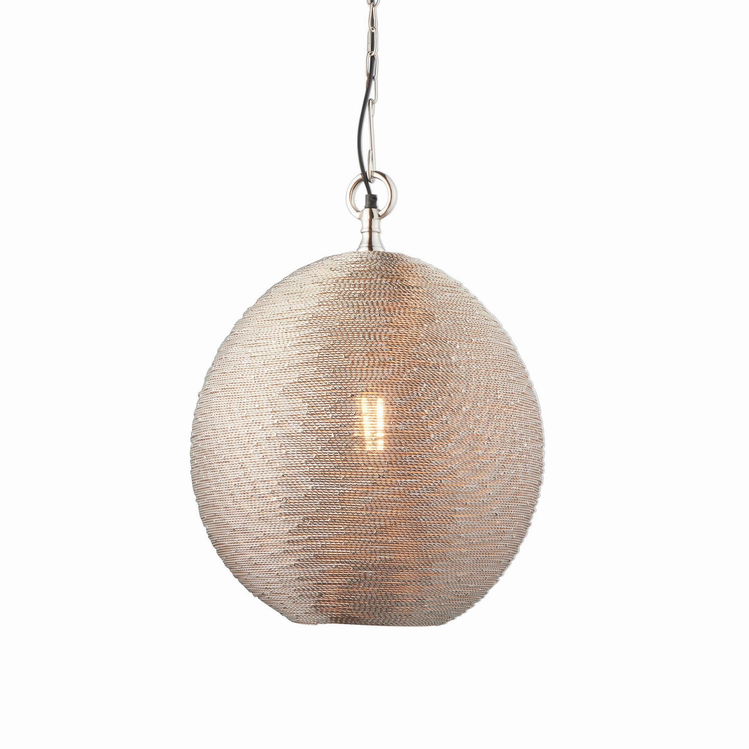 Endon Asha 1 Light Polished Nickel Ceiling Pendant