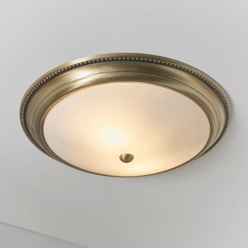 Endon Atlas 2 Light Brass Flush Ceiling Light