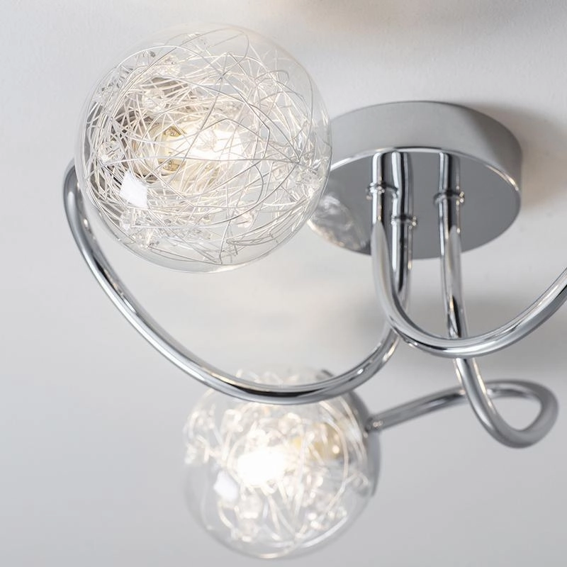 Endon Auria 3 Light Chrome Semi Flush Ceiling Light