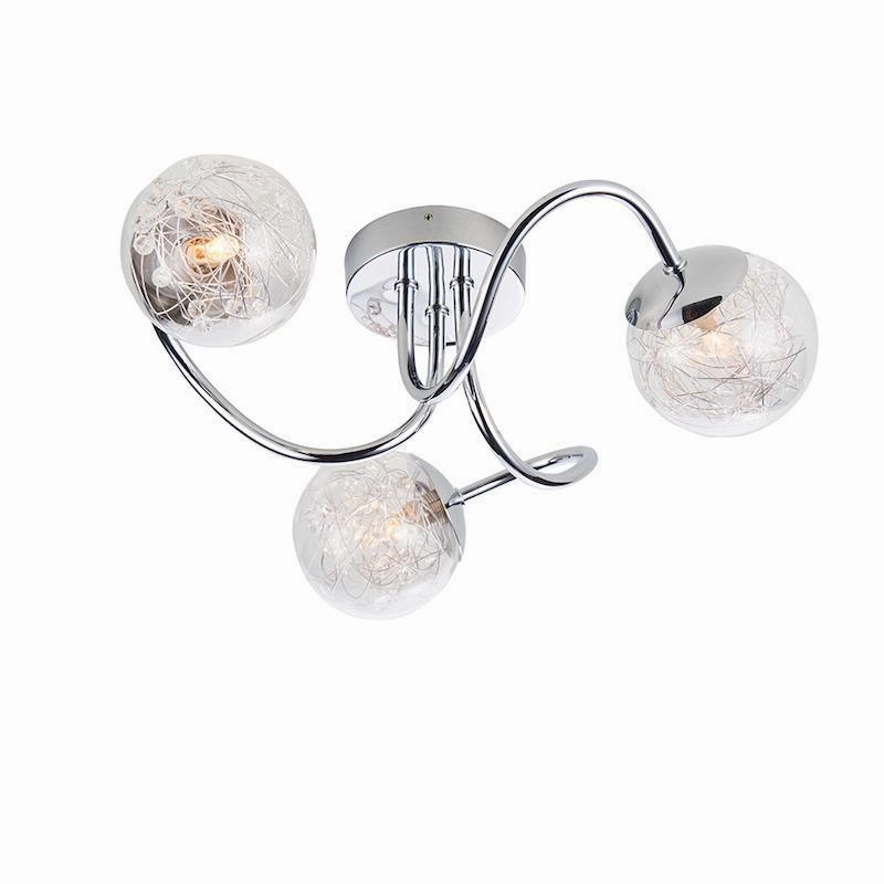 Endon Auria 3 Light Chrome Semi Flush Ceiling Light