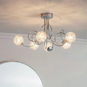 Endon Auria 6 Light Chrome Semi Flush Ceiling Light simple ceiling design light