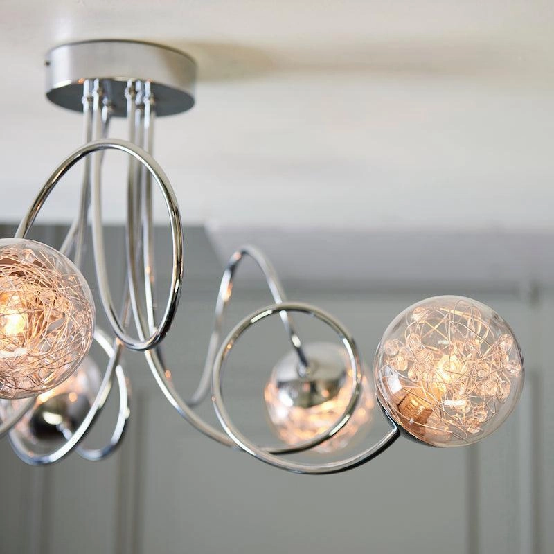 Endon Auria 6 Light Chrome Semi Flush Ceiling Light