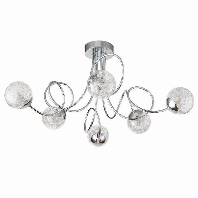 Endon Auria 6 Light Chrome Semi Flush Ceiling Light