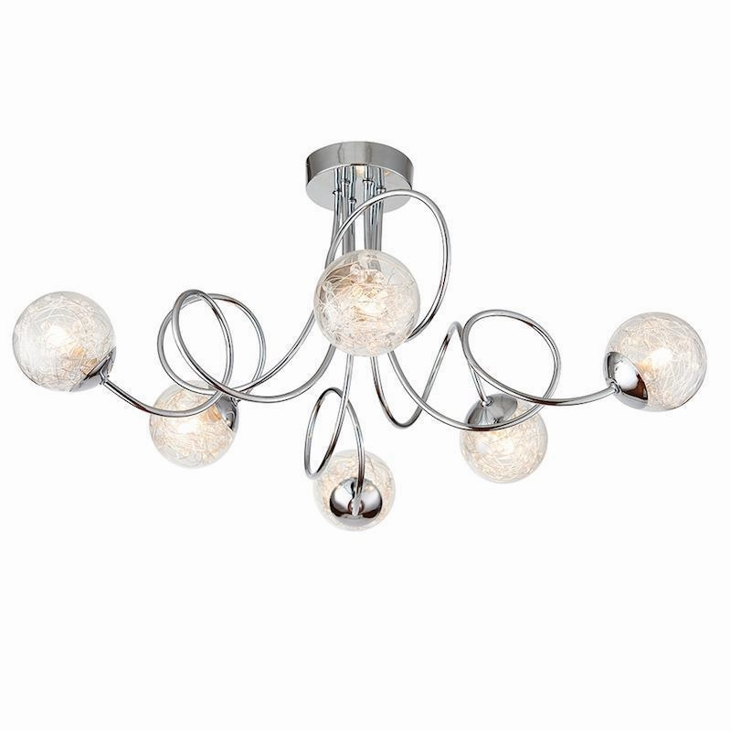 Endon Auria 6 Light Chrome Semi Flush Ceiling Light