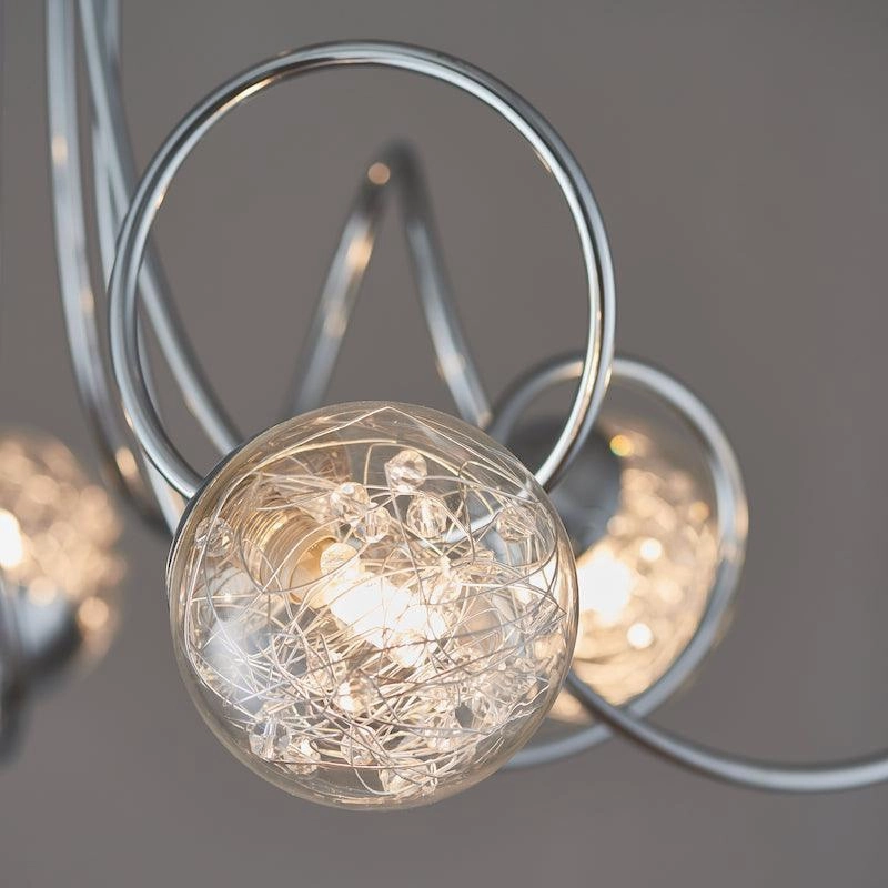 Endon Auria 6 Light Chrome Semi Flush Ceiling Light