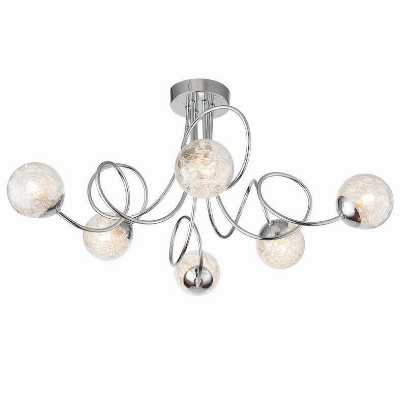 Endon Auria 6 Light Chrome Semi Flush Ceiling Light