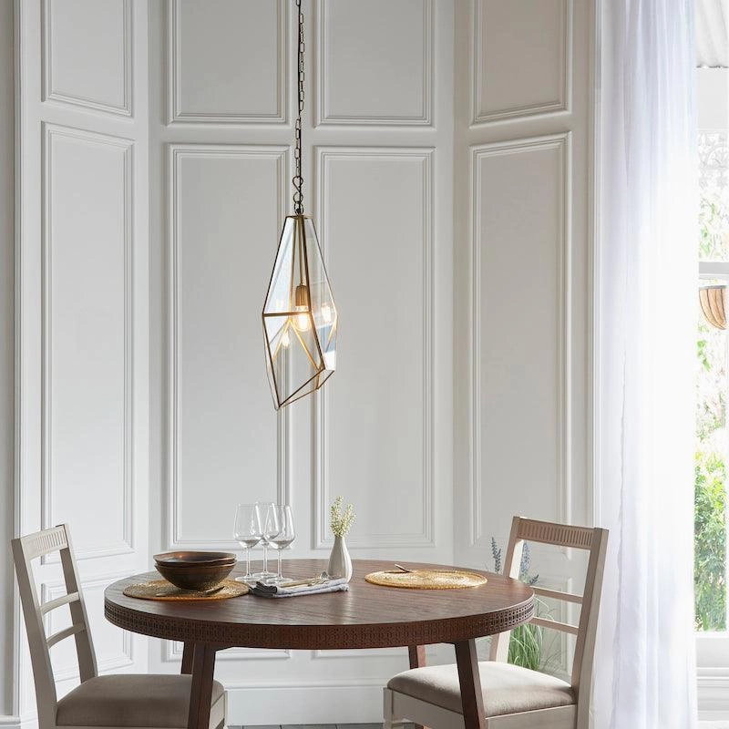 Endon Avery 1 Light Antique Brass & Glass Pendant