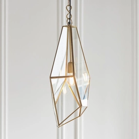 Endon Avery 1 Light Antique Brass & Glass Pendant modern ceiling lamp