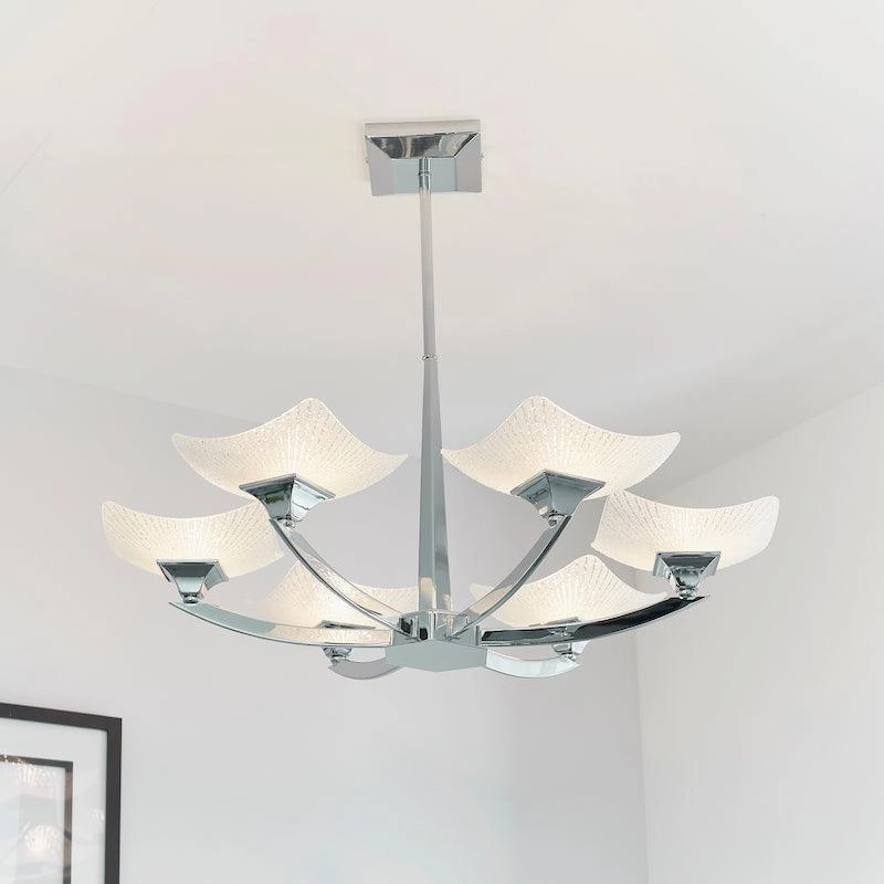 Endon Ayres 6 Arm Polished Chrome Semi Flush Ceiling Light
