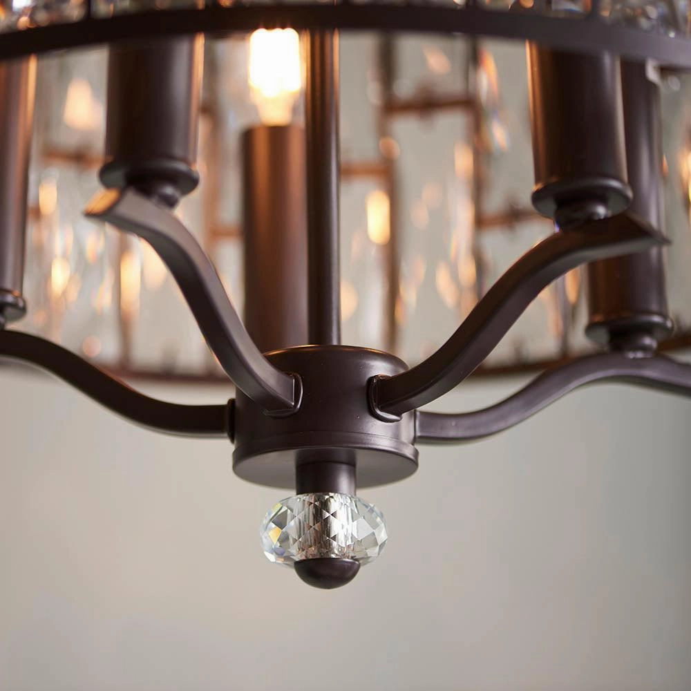 Endon Belle 5 Light Clear Glass Crystal Ceiling Pendant