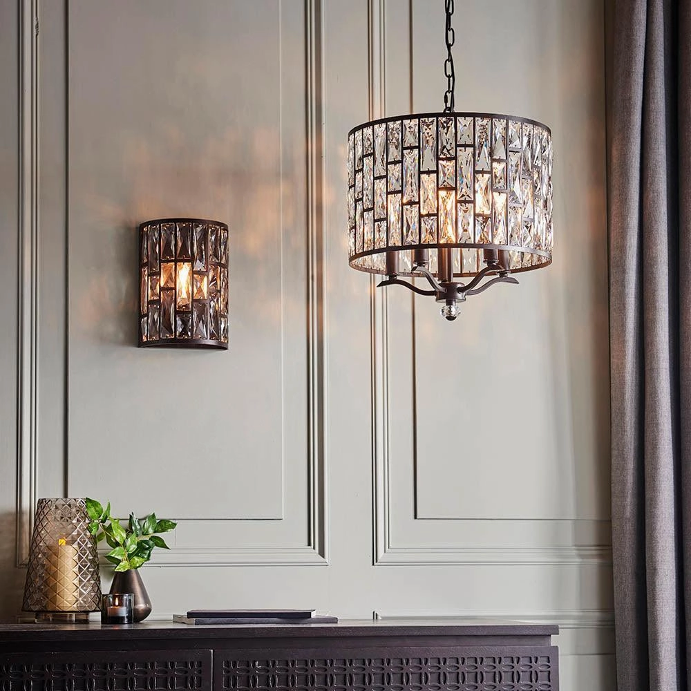 Endon Belle 5 Light Clear Glass Crystal Ceiling Pendant