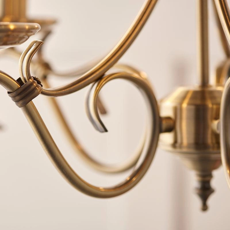 Endon Bernice 5 Light Antique Brass Chandelier