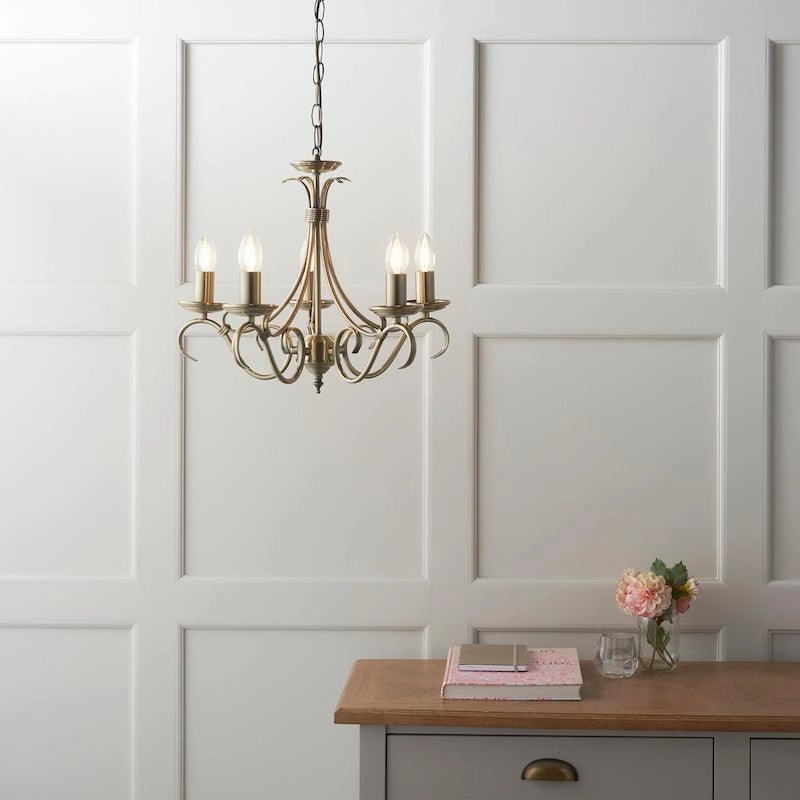 Endon Bernice 5 Light Antique Brass Chandelier