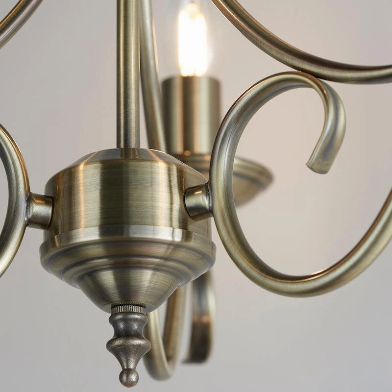 Endon Bernice Antique Brass Finish 3 Light Chandelier