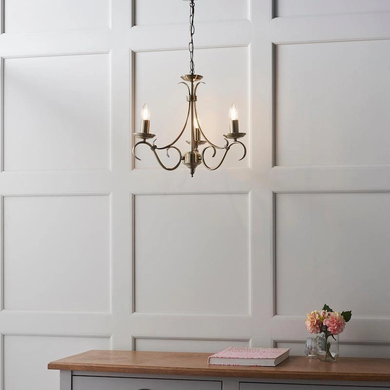 Endon Bernice Antique Brass Finish 3 Light Chandelier
