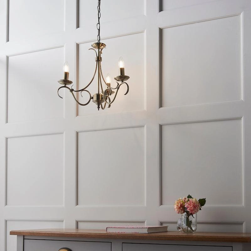 Endon Bernice Antique Brass Finish 3 Light Chandelier
