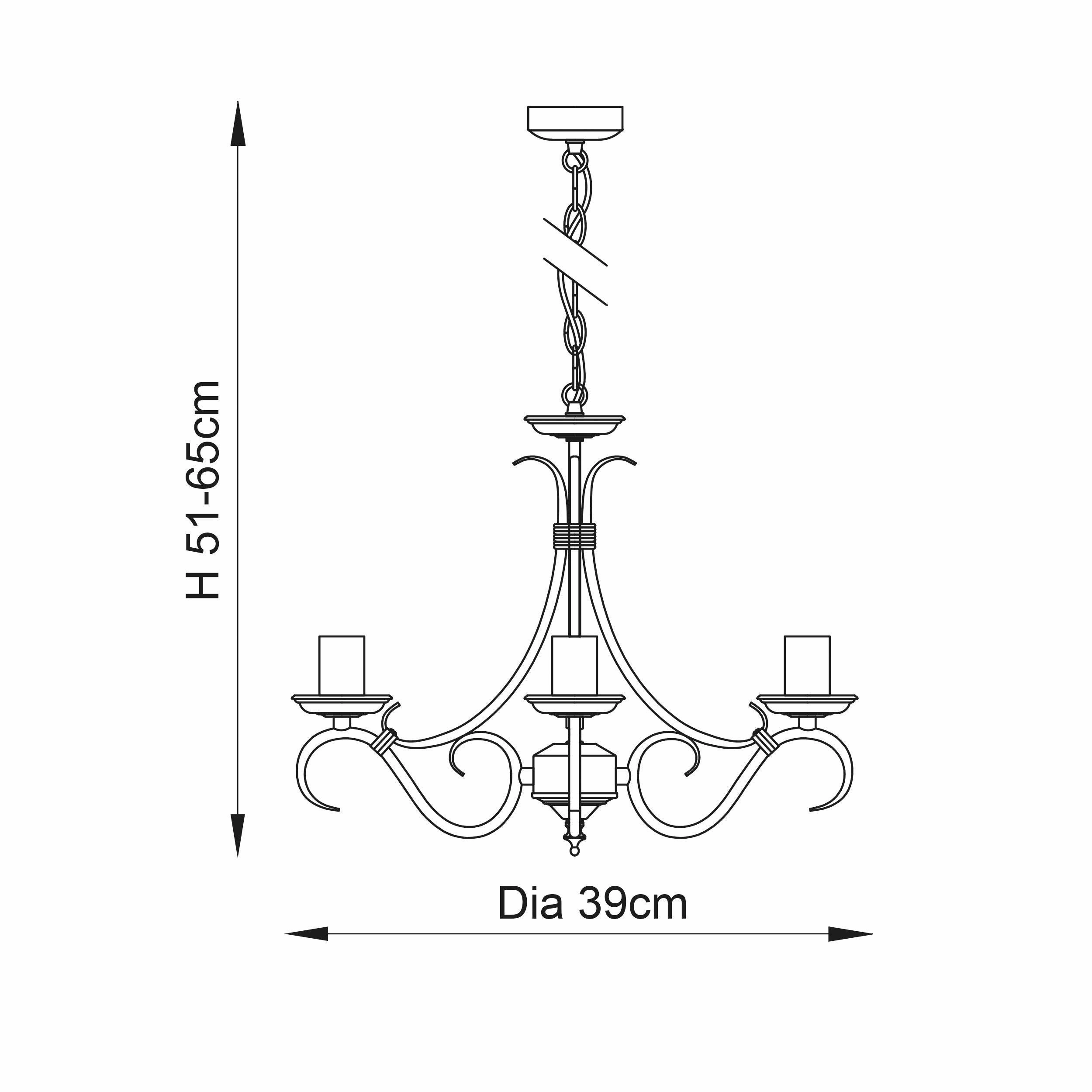 Endon Bernice Antique Brass Finish 3 Light Chandelier